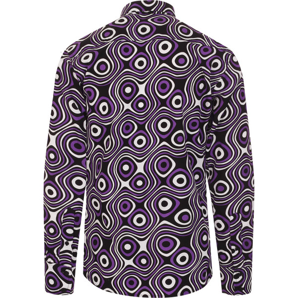 madcap england mens trip op art bold print long sleeve shirt royal lilac black white