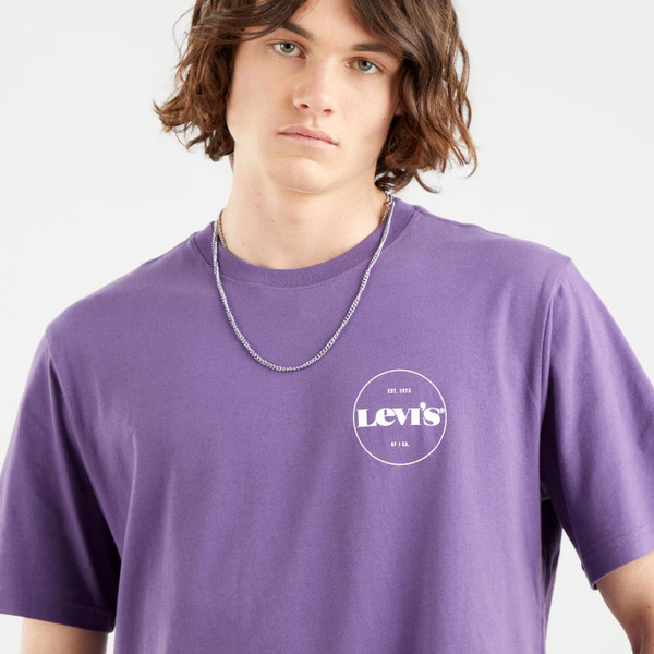 levis mens relaxed fit core logo print tshirt loganberry