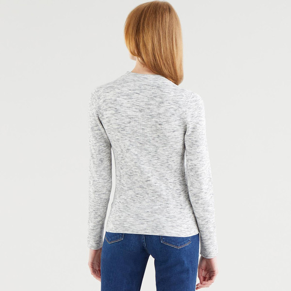 levis womens crew neck rib long sleeve sweater top space dye thunder grey