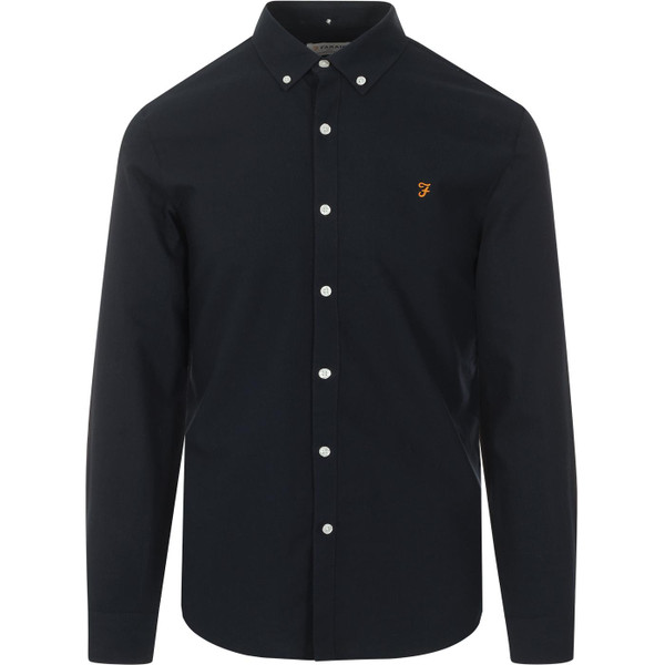 farah vintage mens brewer long sleeve shirt navy