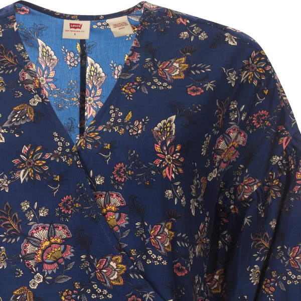 levis womens blair paisley floral pattern wrap midi dress jacobian navy