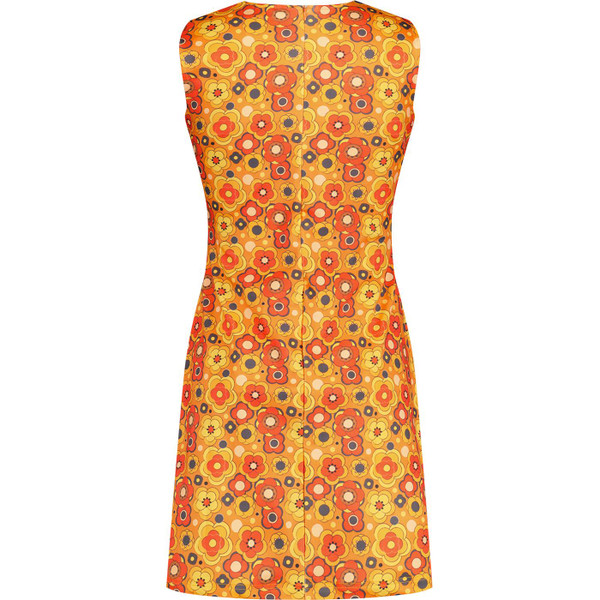 Madcap England Womens Retro 60s Mod Bold Floral Print Shift Mini Dress Yellow