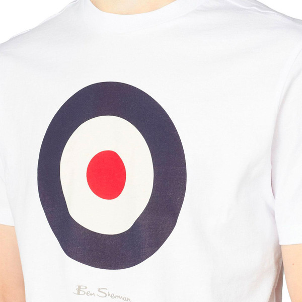Ben Sherman Men's Classic Mod Target 60s T-Shirt in White