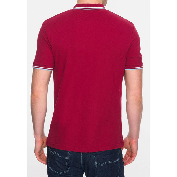 Merc Men's Mod Twin Tipped Pique Polo Shirt in Claret with white and blue tipping