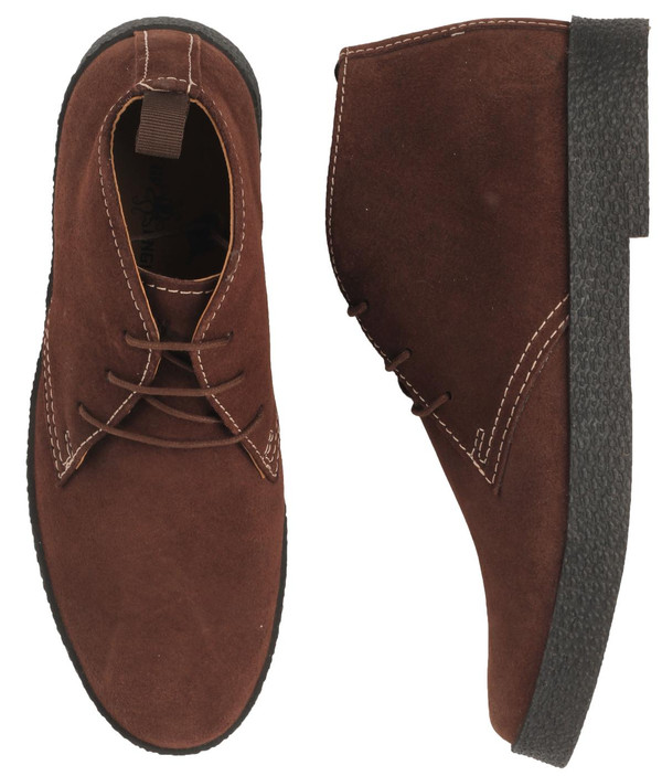 Madcap England Cisco Retro Mod Suede Playboy Chukka Boots in Dark Brown