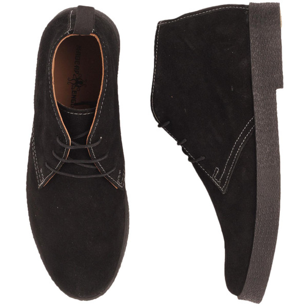 Madcap England Cisco Retro Mod Suede Playboy Chukka Boots in Black