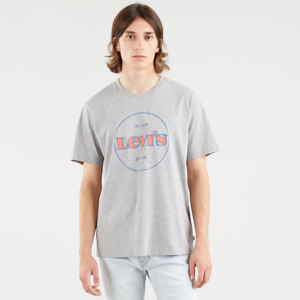 Levi's Men's Relaxed Fit Retro Logo T-shirt in Grey Marl