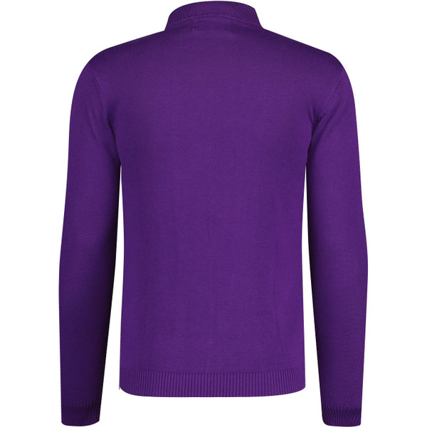 Madcap England Mens Racing Coleridge 60s Mod Breton Button Mock Turtleneck Jumper in Imperial Purple