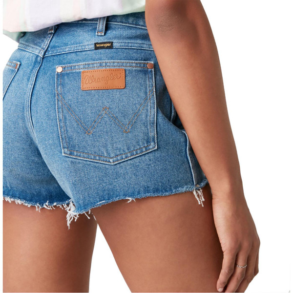 wrangler womens denim festival jean shorts blue