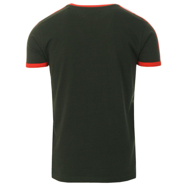 Madcap England Cassette Retro 1970s Chest Stripe Taped Sleeve T-shirt in Rosin