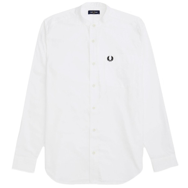 Fred Perry Men's 1960s Mod Grandad Collar Oxford Shirt in White