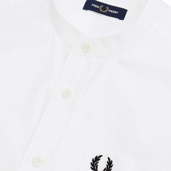 Fred Perry Men's Mod Grandad Collar Oxford Shirt in White