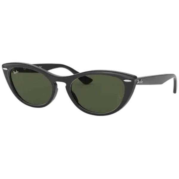 Ray-Ban Women's Retro 60s Catseye Sunglasses in Black with green lens