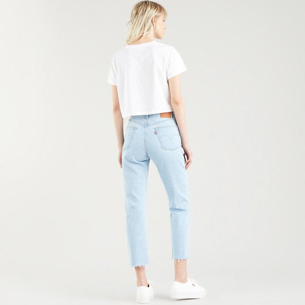levis womens 501 cropped straight leg samba goal light blue