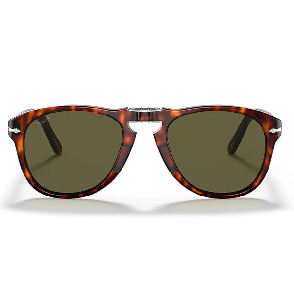 Persol Steve McQueen 714SM Polarised Foldable Sunglasses in Havana with green lens