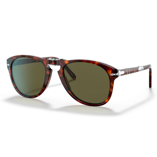 Persol Steve McQueen 714SM Polarised Foldable Sunglasses in Havana with green lens