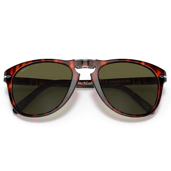 Persol Steve McQueen 714SM Polarised Foldable Sunglasses in Havana with green lens