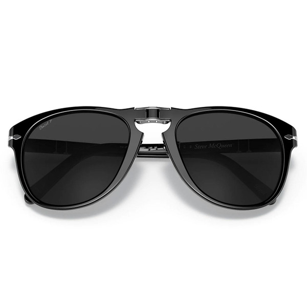 Persol Steve McQueen 714SM Polarised Foldable Sunglasses in Black with grey lens Persol Steve McQueen 714SM Polarised Foldable Sunglasses in Black with grey lens