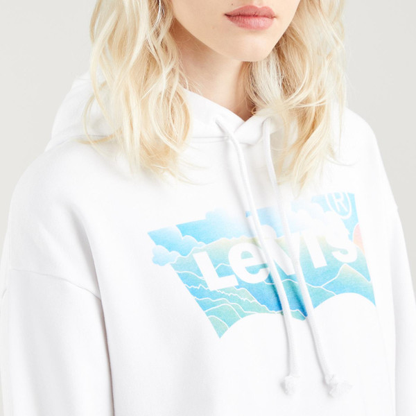 levis womens cloud print logo hooded sweatshirt white