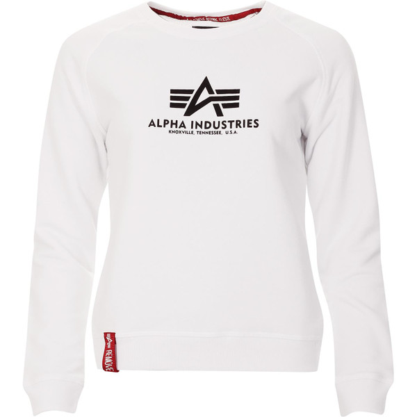 alpha industries womens logo print new basic crewneck sweatshirt white