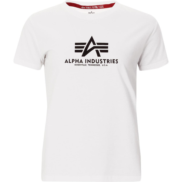 alpha industries womens logo print new basic tshirt white