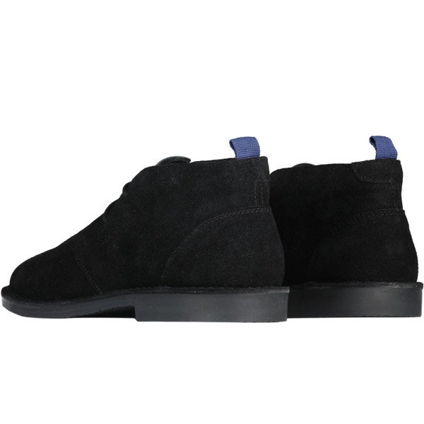 Back of Roamers Men's Mod Desert Boots in Black Suede