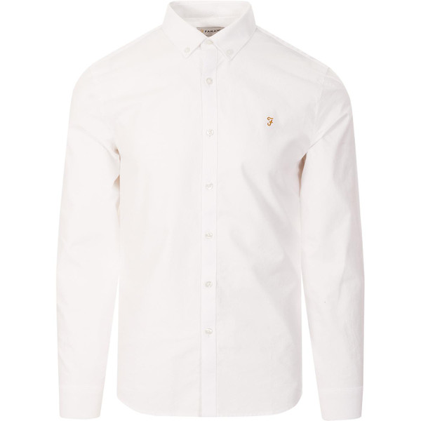 Farah Men's Slim Fit Cotton Oxford Shirt in White