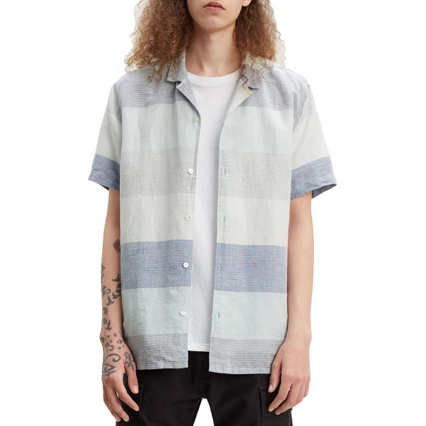 Levi's Cubano Men's Retro 1970s Indie Cuban Collar Short Sleeve Shirt in Marshmallow Levi's Cubano Men's Retro 1970s Indie Cuban Collar Short Sleeve Shirt in Marshmallow