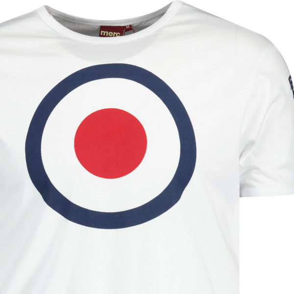 Close up on Merc Ticket Mod Target T-Shirt in White