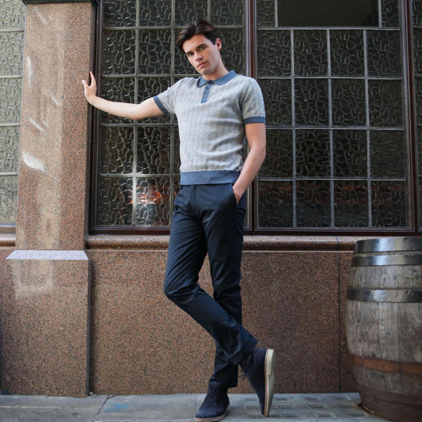 Merc Winston Retro Mod 60s Stay Pressed Trousers in Navy Merc Winston Retro Mod 60s Stay Pressed Trousers in Navy