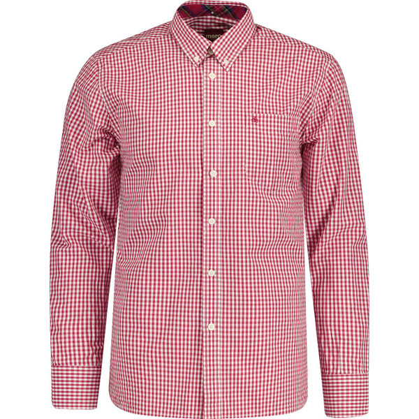 Merc Japster Long Sleeve Mod 60s Gingham Shirt in Blood Red