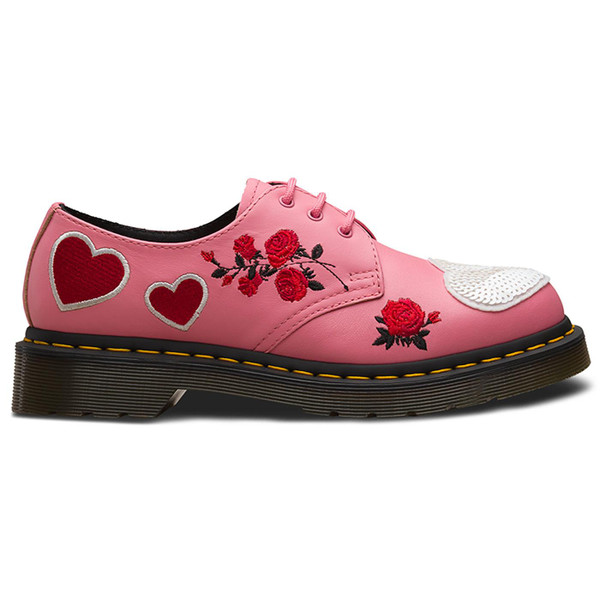 Dr Martens vintage sequin hearts 1461 shoes geranium pink white Dr Martens vintage sequin hearts 1461 shoes geranium pink white