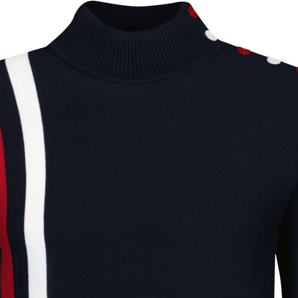 Madcap England Mens Racing Coleridge Retro 60s Mod Mock Turtleneck Breton Racing Jumper in Navy
