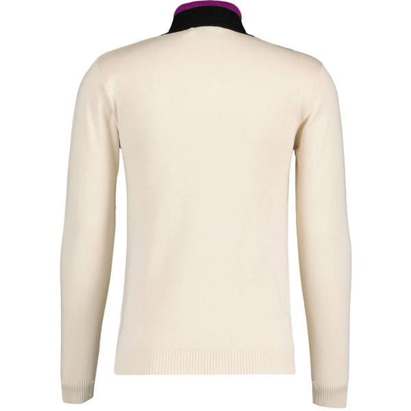 Madcap England Lewis Mod Contrast Trim Roll Neck Racing Jumper in Birch