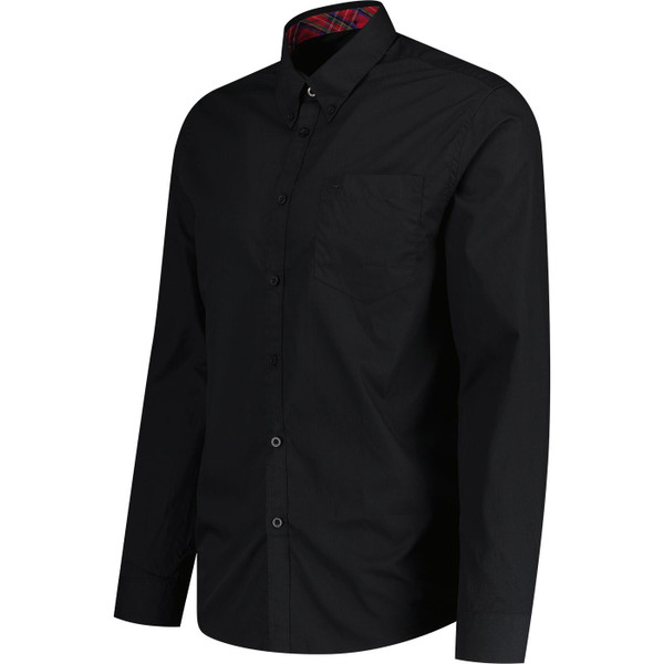 Side of Merc Albin Mod Button Down Long Sleeve Smart Black Shirt