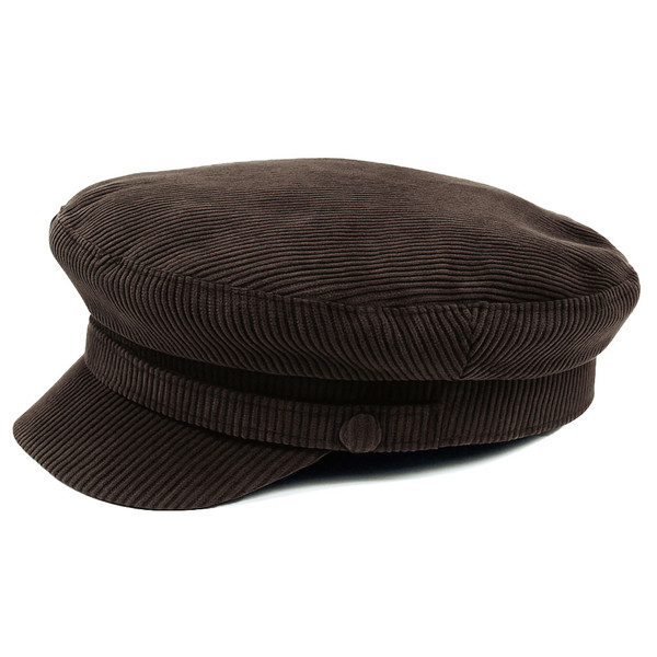 Madcap England Retro Cord Lennon Beatle Hat in Dark Brown pictured from above