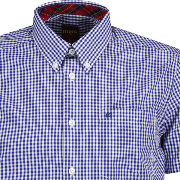MERC TERRY RETRO MOD 60S CLASSIC GINGHAM SHIRT BLUE