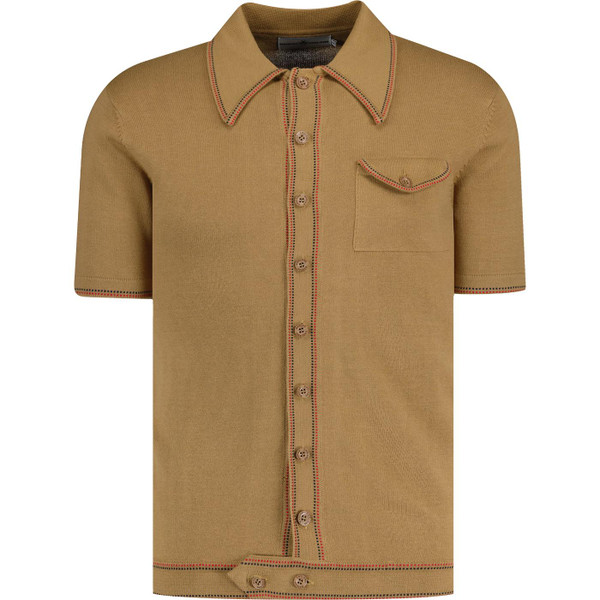 madcap england mens crawdaddy 1960s mod dash button through polo tshirt fall leaf