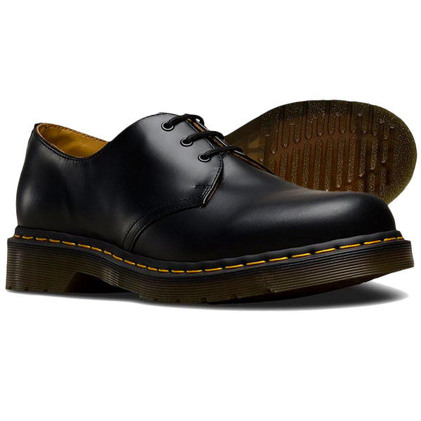 Dr Martens 1461 Men's Retro Mod 3 Eyelet Shoes in Smooth Black Leather