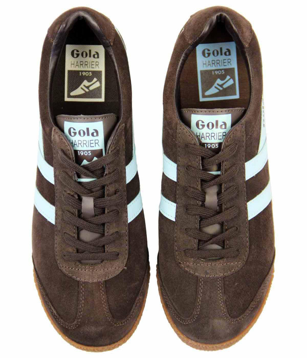 GOLA HARRIER SUEDE DARK BROWN PALE BLUE TRAINERS GOLA HARRIER SUEDE DARK BROWN PALE BLUE TRAINERS