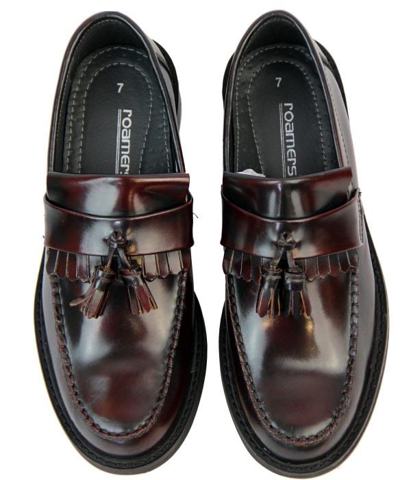 RETRO MOD MENS CLASSIC TASSEL LOAFERS OXBLOOD
