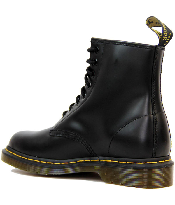 Back of Dr Martens Men's 1460 Boots in Black Smooth Leather