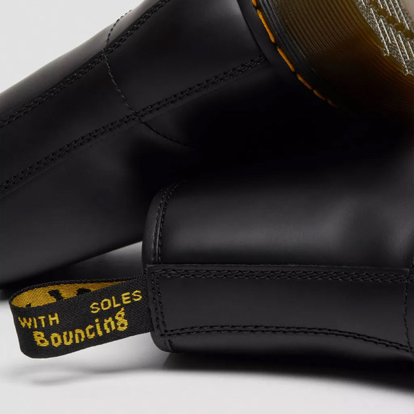 Bouncing Soles Label on Dr Martens Men's 1460s Boots in Black Smooth Leather