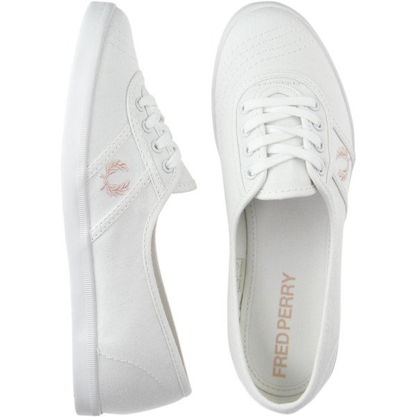 fred perry womens aubrey twill sneakers white pink