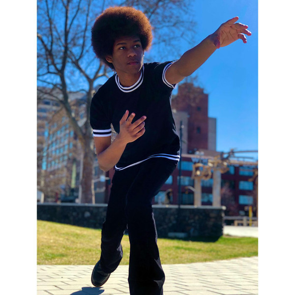 Madcap England Moon Retro Mod 60s Knitted T-Shirt Top in Black