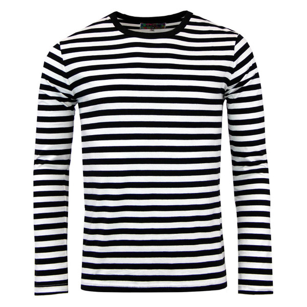 Madcap England Retrorocket Retro 60s Mod Stripe Long Sleeve Tee in Black and White