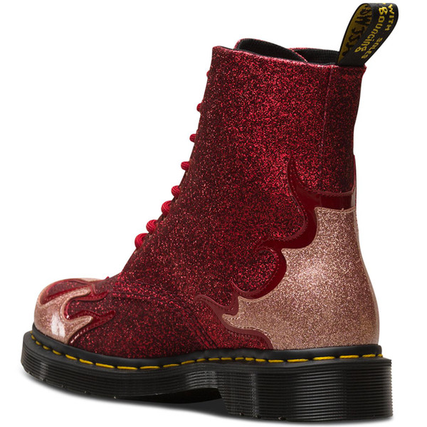 Dr Martens Retro 1970s Glam 1460 Pascal Flame Glitter Boots in Red Dr Martens Retro 1970s Glam 1460 Pascal Flame Glitter Boots in Red