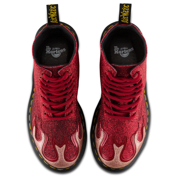 Dr Martens Retro 1970s 1460 Pascal Flame Glitter Boots in Red Dr Martens Retro 1970s 1460 Pascal Flame Glitter Boots in Red