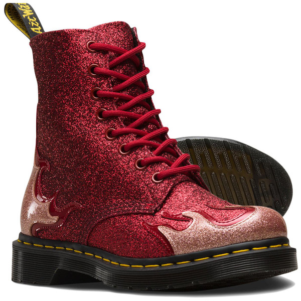 Dr Martens Retro 1460 Pascal Flame Glitter Boots in Red Dr Martens Retro 1460 Pascal Flame Glitter Boots in Red