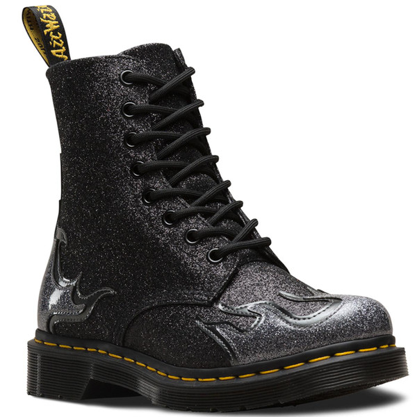 Dr Martens 1460 Pascal Flame Glitter Boots in Pewter Dr Martens 1460 Pascal Flame Glitter Boots in Pewter